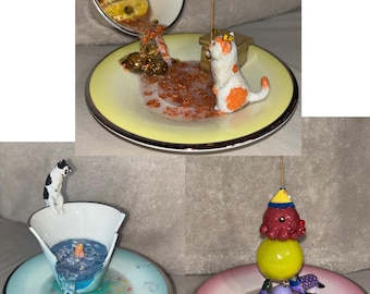 Porta inciensos únicos con forma de taza de té.