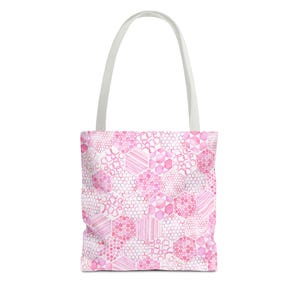 Pink Hexagonal Cells Patchwork Tote Bag