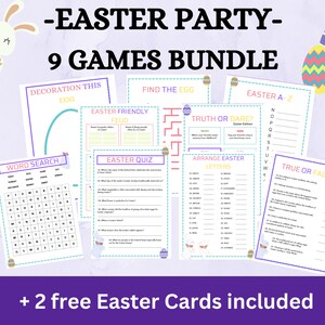Easter Games Bundle Printable, Easter Activities, Easter Party Games, Easter Games for Kids, Adults, Virtual Easter Party Games, DIGITAL