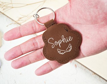 Handmade Leather Pet Fur Keychain, Custom Engraved Keepsake