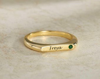 Personalized Custom Name Ring, Dainty Name Birthstone Ring, Engraved Ring, Name Jewelry, Ring for Women, Gift For Her