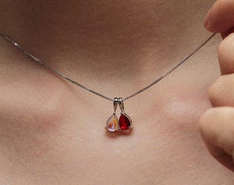 Teardrop Gemstone Pendant, Opal Necklace, Custom Birthstone Necklace, Daily Necklace, Anniversary Gift,Grandma Gift Mothers Day Gift for Her