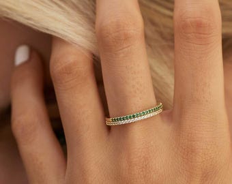 Custom Birthstone Stackable Ring for Mom, Minimalist Gemstone Band, Dainty Stacking Ring for Her, Minimalist Everyday Band, Gift for Her