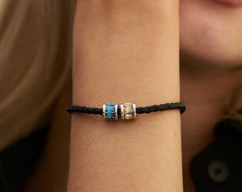 Genuine Leather Cord Bracelet with Pendant, Personalized Charm for Best Friend, Meaningful Graduation Gift for Her