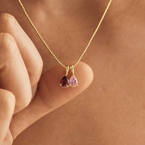 Custom Birthstone Necklace, 14K Gold Diamond Necklace, Anniversary Family Gift for Mom, Bridal Gift for Grandma, Mothers Day Gift for Her