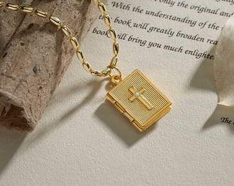 Personalized Photo Locket Necklace, Cross Necklace, Birthstone Necklace, First Communion Gift for Her, Personalized Jewelry,Grandma Necklace