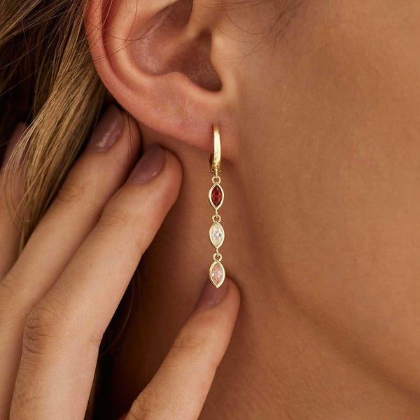 Dainty Leaf Birthstone Earrings,Custom Earring, Huggie Earrings, Birthday Gift, Bridesmaid Earring, Family Jewelry, Mothers Day Gift for Her