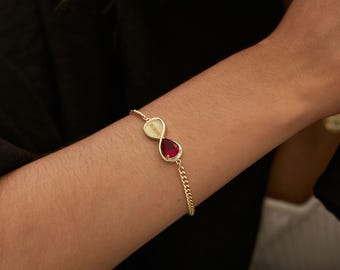 Custom Birthstone Bracelet,Infinite Love Bracelet, Daily Engraved Bracelet, Mothers Day Gift for Her