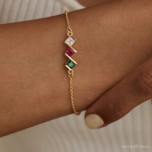 Custom Birthstone Bracelet, 14K Gold Bracelet, Delicate bracelet, Graduation Gift, Bridal Gift,Grandma Gift for Mom,Mothers Day Gift for Her