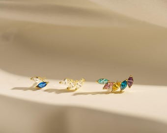 Custom Marquise Birthstone Earrings, Olive Leaves Earring,Anniversary Family Gift, Graduatin Gift, Birthday Gift, Christmas  Gift for Her
