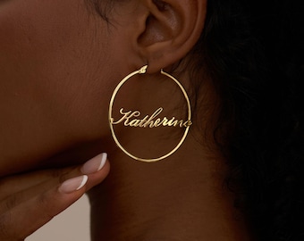 Custom Name Earrings, Personalized Name Hoop Earrings,  Family Gift Birthday Gift, Grandma Gift for Mom, Mothers Day Gift for Her