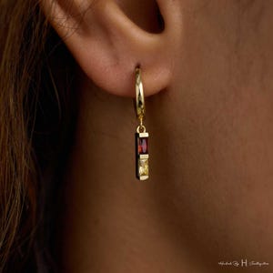 Custom Baguette Birthstone Earrings, Daily Earring, Dangle Earrings,Family Gift Birthday Gift,Grandma Gift for Mom, Mothers Day Gift for Her