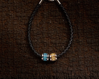 Custom Birthstone Leather Bracelet: Personalized Family Gift