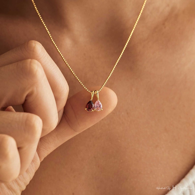 Custom Birthstone Necklace, 14K Gold Diamond Necklace, Anniversary Family Gift for Mom, Bridal Gift for Grandma, Christmas Gift for Her