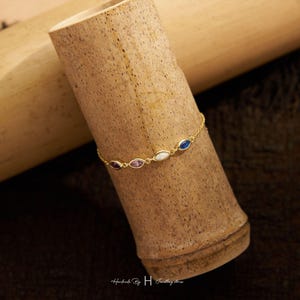 Custom Leaf Birthstone Bracelet, Friendship Bracelet, Birthday Gift, Bridesmaid Gift, Mom Bracelet, Graduation Gift for He Daughter image 19