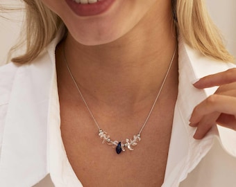 Stainless Steel Crystal Necklace, Waterproof Floating Beads Chain, Summer Beach Jewelry, Custom Minimalist Birthday Gift for Her