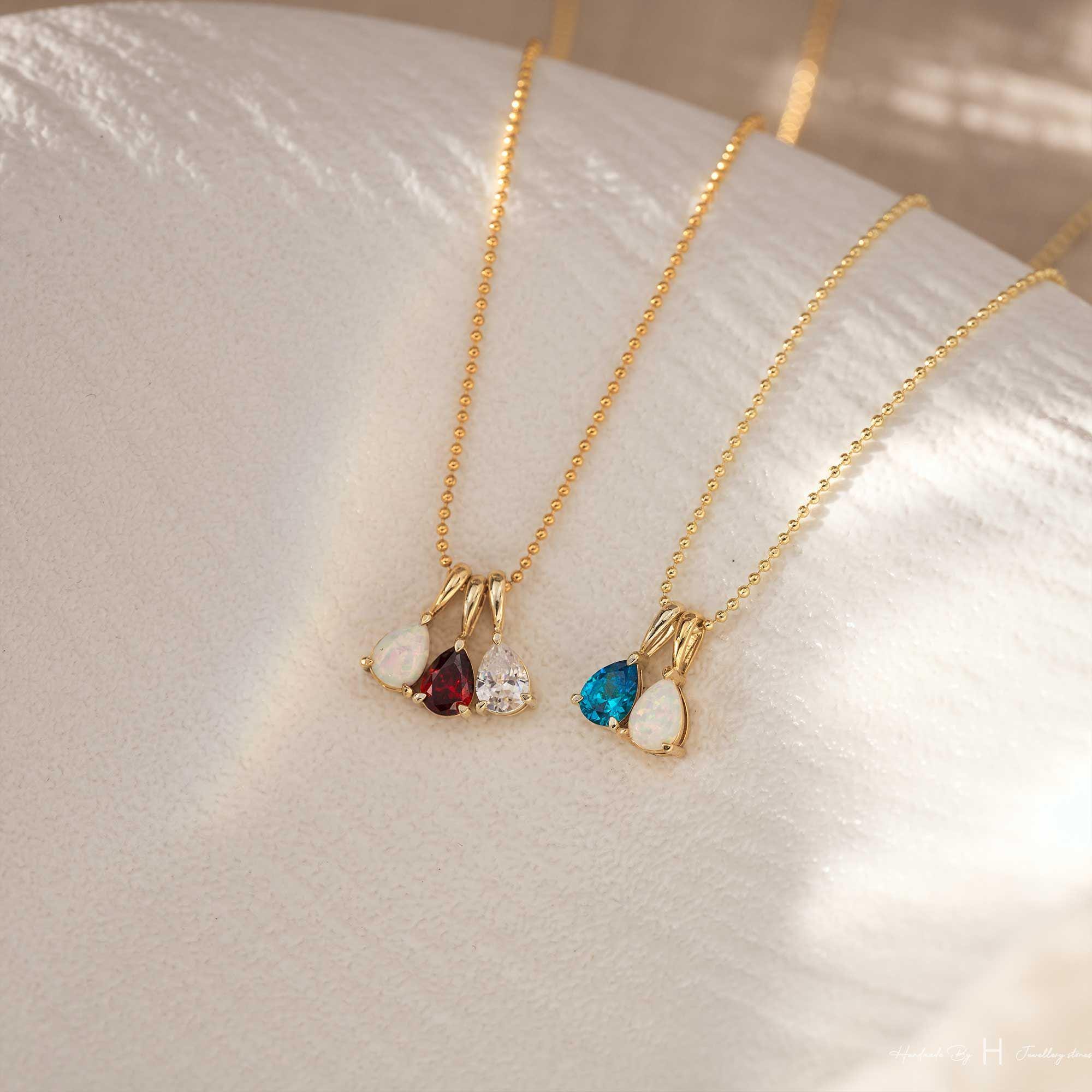 Custom Birthstone Necklace, 14K Gold Diamond Necklace, Anniversary Family Gift for Mom, Bridal Gift for Grandma, Mothers Day Gift for Her