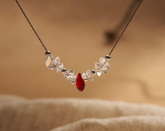 Stainless Steel Crystal Necklace, Waterproof Floating Beads Chain, Summer Beach Jewelry, Custom Minimalist Birthday Gift for Her