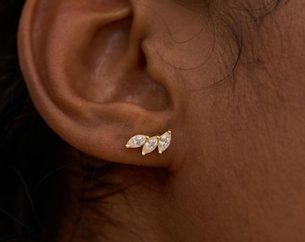 Custom Marquise Birthstone Earrings, Olive Leaves Earring, Wedding Earrings, Bridesmaid Gift, Birthday Gift, Christmas  Gift for Her