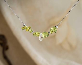 Stainless Steel Crystal Necklace, Waterproof Floating Beads Chain, Summer Beach Jewelry, Custom Minimalist Birthday Gift for Her