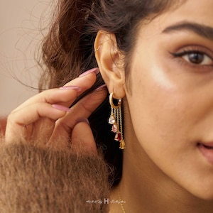 Eleganta örhängen med födelsesten, diamantörhängen med hänge, vackra smycken, bröllopsörhängen, födelsedagspresent till mamma, mors dag-present till henne
