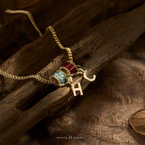 Custom Initial Birthstone Necklace, 14K Gold Necklace, Daily Necklace, Anniversary Family Gift, Mom Gift, Mothers Day Gift for Her