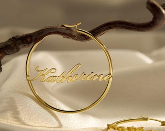 Custom Name Earrings, Personalized Name Hoop Earrings,  Family Gift Birthday Gift, Grandma Gift for Mom, Mothers Day Gift for Her