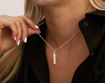 Engraved Necklace with Birthstone, Birthflower Necklace, Birthday Gift, Dainty Necklace for Mom, Bridesmaid Gift, Christmas Day Gift for Her