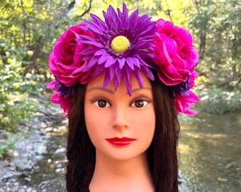 Midsommar Flower Crown, Colorful Artificial Flowers, May Day