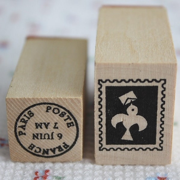 Japanese kawaii wooden rubber stamp (mail stamp)