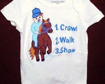 Crawl Walk Show, Baby Horse Rider, Little Equestrian Baby One Piece, Horse Baby Bodysuit