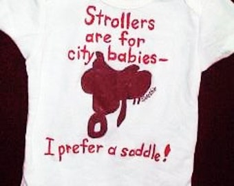 Horse Saddle Baby Bodysuit, I Prefer a Saddle, Baby Horseback Rider, Country Western Baby, Little Equestrian