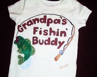 Fishin Buddy Baby Bodysuit, Custom Grandpa Fishing Buddy, Baby Fisherman, Daddys Fishing Buddy, Baby Boy Shower Gift