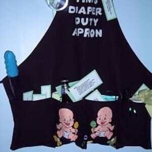 Personalized Daddy Diaper Apron, Personalized Novelty Apron for New Dad, Fully Loaded Apron With Funny Diaper Tools, Daddy Baby Shower Gift image 5