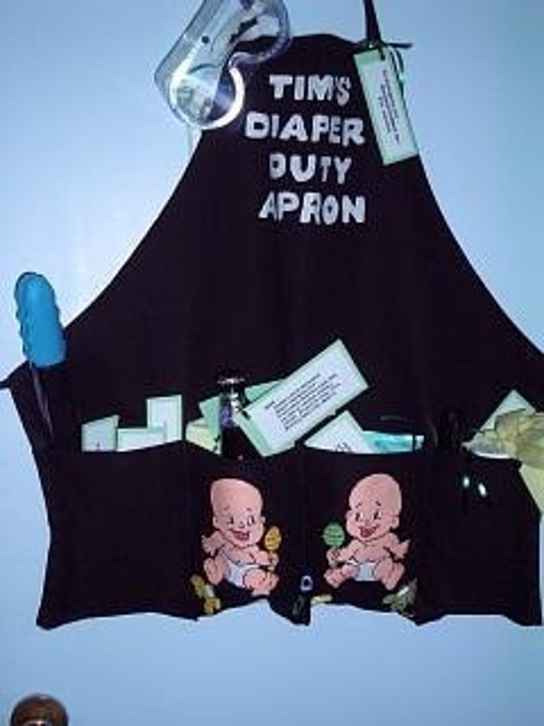 Personalized Daddy Diaper Apron, Personalized Novelty Apron for New Dad, Fully Loaded Apron With Funny Diaper Tools, Daddy Baby Shower Gift Bild 5