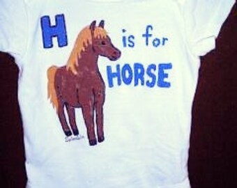 Horse Baby Bodysuit, H is for Horse, Baby Horse Lover, Farm Animal, Alphabet Animal, Down on the Farm Baby One Piece