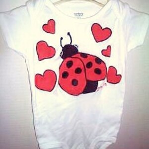 Ladybug Baby Baby Girl One Piece, Valentines Day Bodysuit, Ladybug and Hearts, Love Bug Bodysuit, Ladybug Clothing image 5