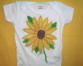 Sunflower Baby Bodysuit, Sunflower Toddler Shirt, Baby Flower One Piece, Girls Flower Shirt, Girls Sunflower Top