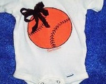 Baby Girl Baseball Bodysuit, Choose Your Team Colors, Custom Baby Baseball One Piece, Baby Baseball Clothing, Can be personalized on back