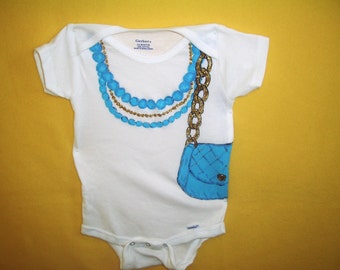 Baby Girl Purse and Beads Bodysuit, Little Shopper Baby Bodysuit, Fancy Baby Bodysuit, Baby Girl Clothing
