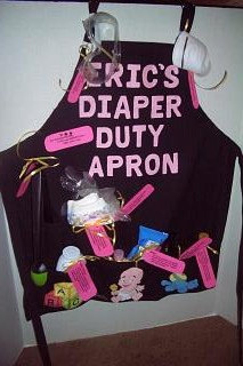 Personalized Daddy Diaper Apron, Personalized Novelty Apron for New Dad, Fully Loaded Apron With Funny Diaper Tools, Daddy Baby Shower Gift Bild 1