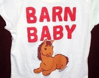 Barn Baby Horse Bodysuit, Horse Baby, Barn Animal, Down on the Farm, Farm Baby, Country Baby One Piece