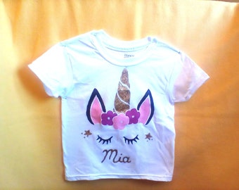 Personalized Unicorn Shirt, Unicorn Shirt with Flowers, Girls Unicorn Shirt, Custom Unicorn Shirt, With or Without Personalization