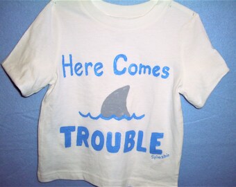 Kids Shark Shirt, Here Comes Trouble Shark Shirt, Funny Shark Shirt, Funny Kids Shirt, Kids Fish Shirt