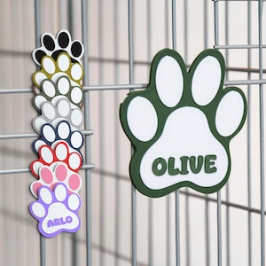 Personalised Crate Name Dog Sign for Dog Crate with Dog Paws Design, Custom Dog Nametag Sign & Dog Crate Hooks.