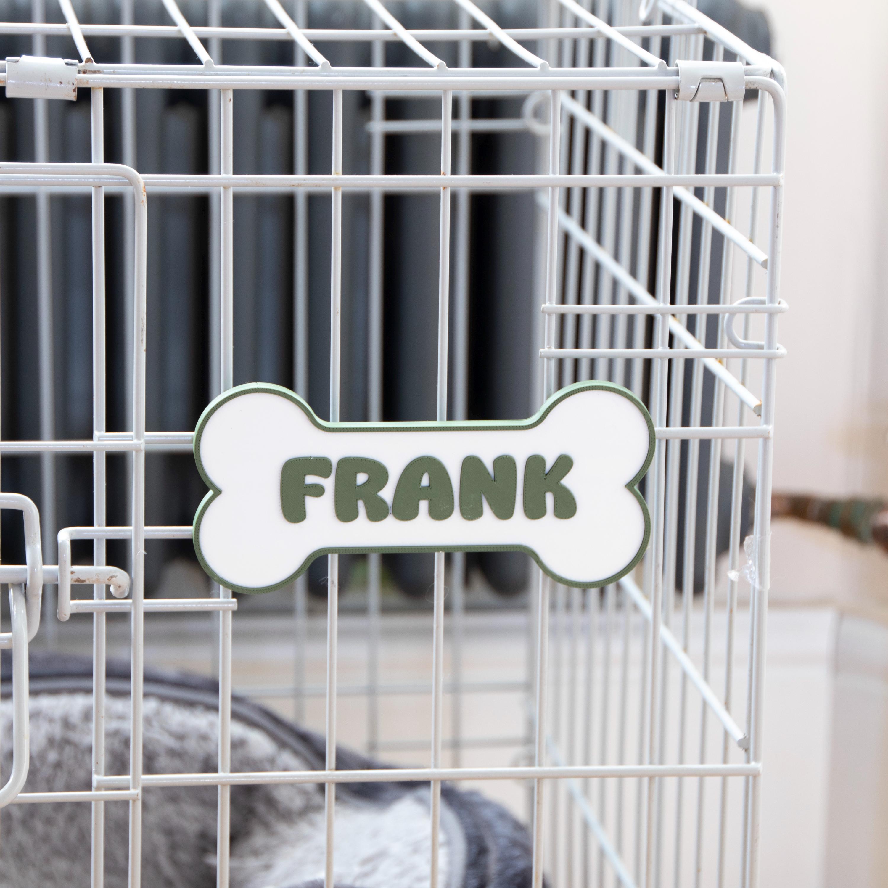 Plaque Personnalisée Pour Cage/Box De Chien - Panneau De Nom 3D - Cadeau Pour Animal - Tailles S Ou M