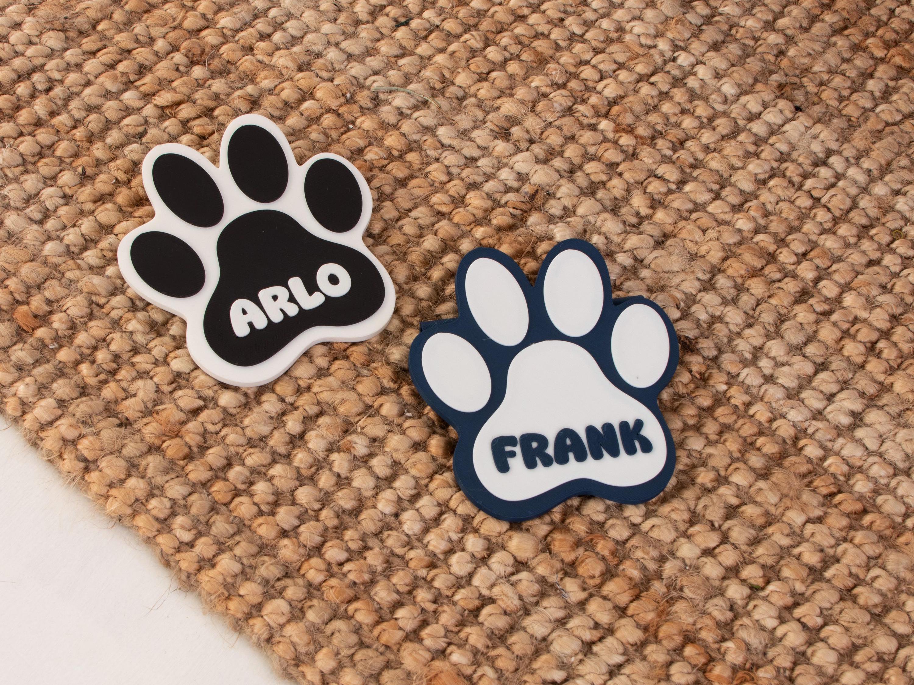 Paws Lettering 3d Sign Personalized Dog Crate Sign: 3D Paw Print Name Tag With Hooks - Etsy ...