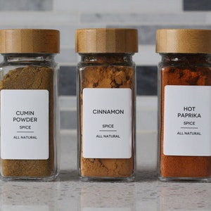 335 Minimalist Jar Labels, Stickers for Organizing Pantry, Preprinted Kitchen Baking & Spice Labels, Food Containers Waterproof Vinyl Labels