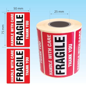2x3 Inch Fragile Sticker 500 Pcs, Handle With Care Sticker, Labels for Moving Boxes, Caution Stickers, Warning Labels, Packaging Stickers