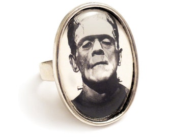 Frankenstein's monster silver adjustable unisex ring - Boris Karloff 1931 gothic goth